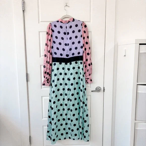 Olivia Rubin Marley Dress Silk Polka Dot Long Sleeve - Picture 10 of 13